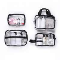 Black Waterproof Cosmetic Bags With Handle Wholesale TPU Transparent Toiletry Tote Bag For Travel Bag Set