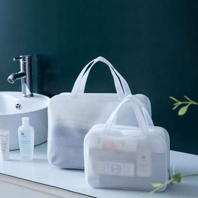 Women Frosted EVA Cosmetic Tote Bag Travel Toiletry Bags Waterproof Makeup Organizer Pouches With Handle