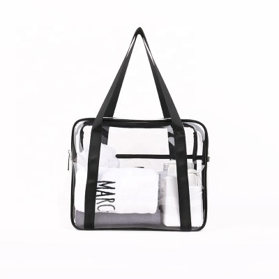 Clear Makeup Organizer Pouches Tote Travel Toiletry Bags Waterproof Transparent PVC Handbags For Women With Bah Capacity