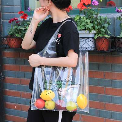 luxury women travel tpu shopping handbag waterproof clear transparent pvc tote bag with zipper custom logo