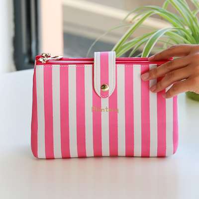 manufacture custom printed pink ziplock cosmetic bag