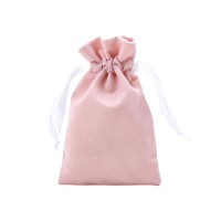 Custom printed pink velvet jewelry cosmetic gift bag drawstring velvet pouch