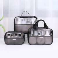 Pvc Cosmetic Travel Bag Luxury Frosted Zipper Package Transparent Toiletry Bag Fashion Black Accessories Makeup Bag